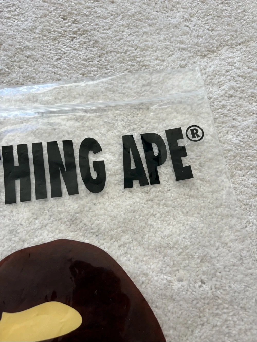BAPE Bathing Ape Clear Plastic Zip top Bag with Ape Logo